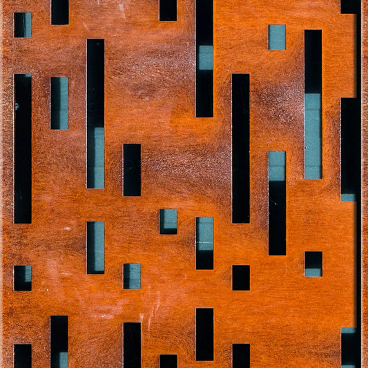 Metallic Tapete Metall Gittermuster Detailansicht – Orangebraun, Rostrot, Schwarz, Dunkelgruen, selbstklebend