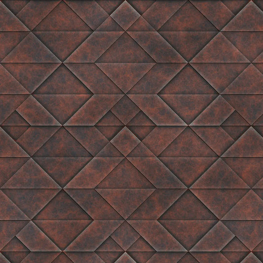 Metallic Tapete Geometrische Metallfliesen Detailansicht – Dunkelbraun, Anthrazit, Rostrot, Schwarz, selbstklebend