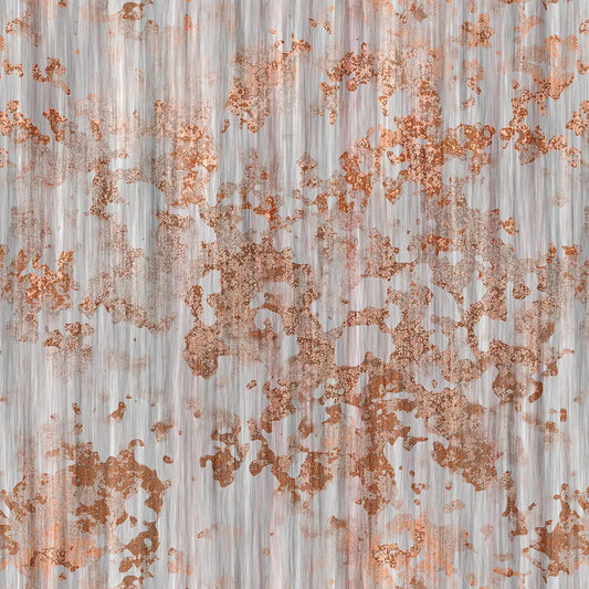 Metallic Tapete Helle Rostwäsche Detailansicht – Silberweiss, Orange, Rostbraun, Hellgrau, selbstklebend