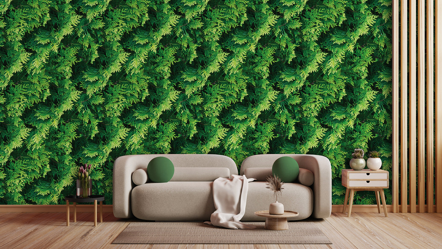 Fototapete mit Nadelgrün-Design » Dichte Waldstruktur Tiefer Naturlook Nur bei Pimp my Wall