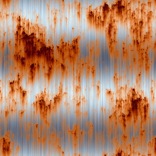 Metallic Tapete Rostlauf Wellblech Detailansicht – Silberblau, Rostbraun, Orange, Stahlgrau, selbstklebend