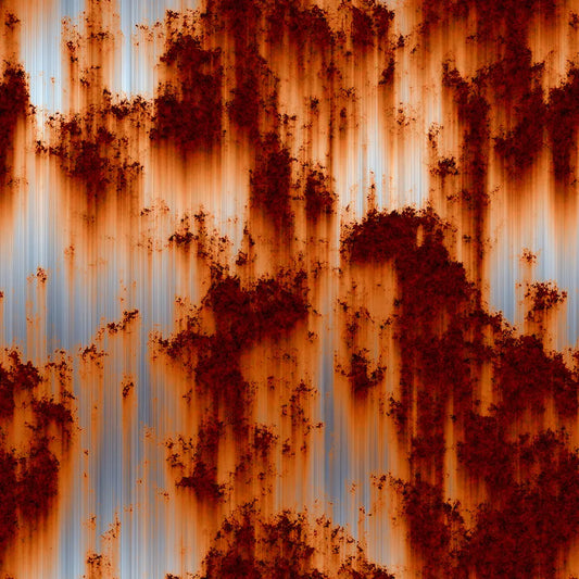 Metallic Tapete Starke Rostläufer Detailansicht – Rostrot, Orange, Silbergrau, Hellblau, selbstklebend