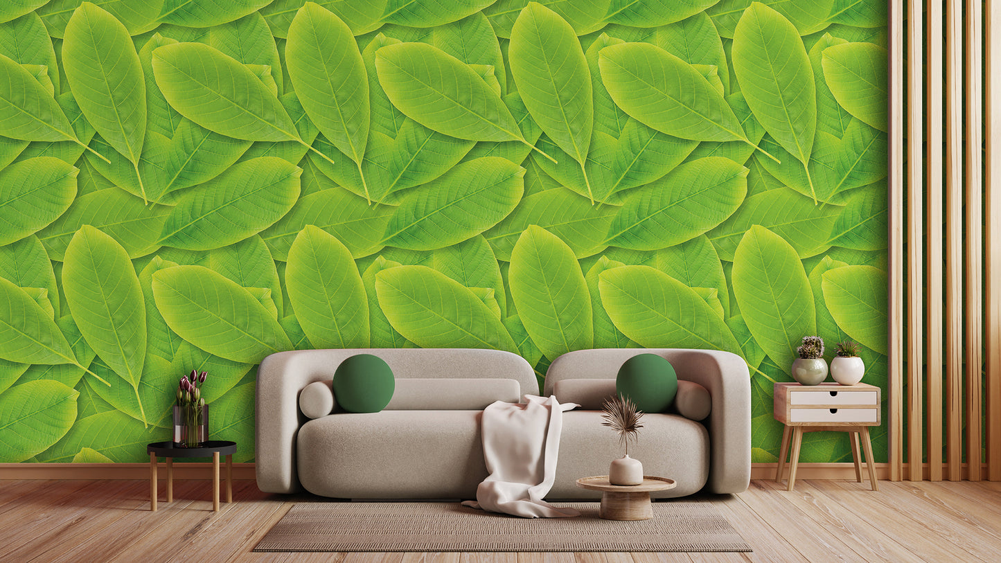 Fototapete mit großem Blattmuster » Frische Optik Moderner Natur-Look Nur bei Pimp my Wall