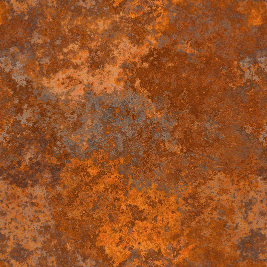 Metallic Tapete Kupfer Patina Paneele Detailansicht – Kupferbraun, Dunkelbraun, Grau, Rostrot, selbstklebend