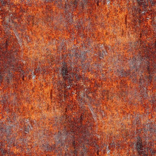 Metallic Tapete Leuchtende Rostpatina Detailansicht – Rostrot, Feuerrot, Orange, Dunkelbraun, Schwarz, selbstklebend