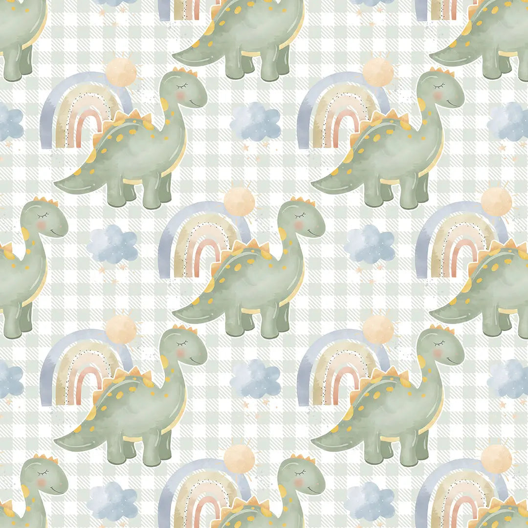 Tapete Kinderzimmer Dino Regenbogen Grün