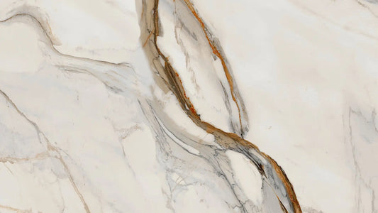 Fototapete Marmor Mountain Flow Nahansicht – Terrakotta, Warmbraun, Grau, Beige, selbstklebend