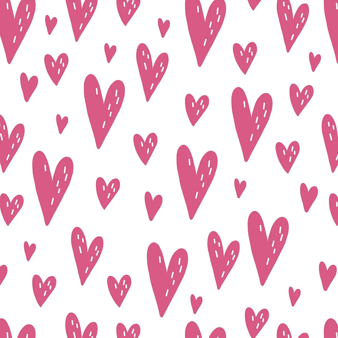Wallpaper nursery hearts pink hand-drawn