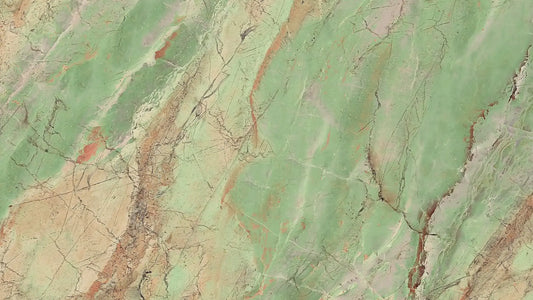 Fototapete Marmor Verde Aurora Nahansicht – Naturgrün, Graugrün, Weiß, Hellgrün, selbstklebend