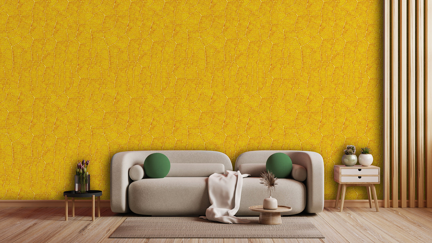 Gelbe Blatttapete Strahlendes Design mit Struktur Gute-Laune-Garantie – von Pimp My Wall