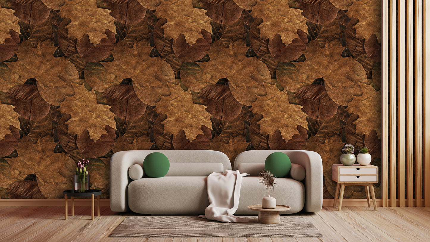 Herbstliche Blätter-Tapete Warme Naturfarben Design by Pimp My Wall