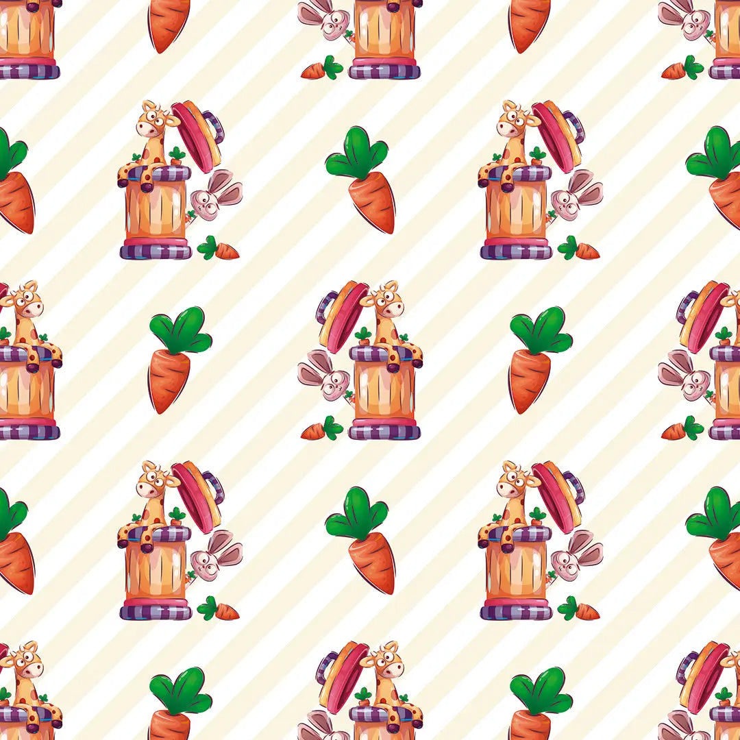 Wallpaper nursery rabbits carrots