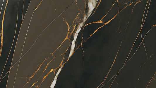 Fototapete Marmor Noir Gold Nahansicht – Schwarz, Weiß, Gold, Champagner, selbstklebend