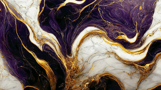 Fototapete Marmor Royal Amethyst Nahansicht – Violett, Amethyst, Gold, Lila, selbstklebend