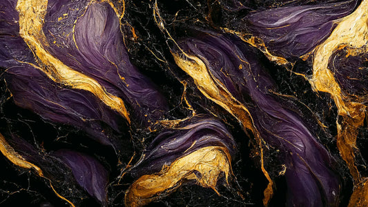 Fototapete Marmor Imperial Amethyst Nahansicht – Amethyst, Violett, Gold, Tiefviolett, selbstklebend
