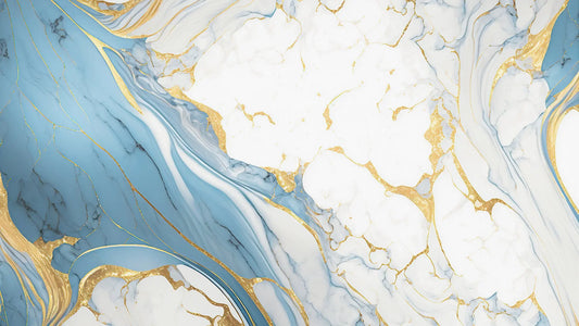 Fototapete Marmor Ocean Veins Nahansicht – Meeresblau, Gold, Aquamarin, Sonnengelb, selbstklebend