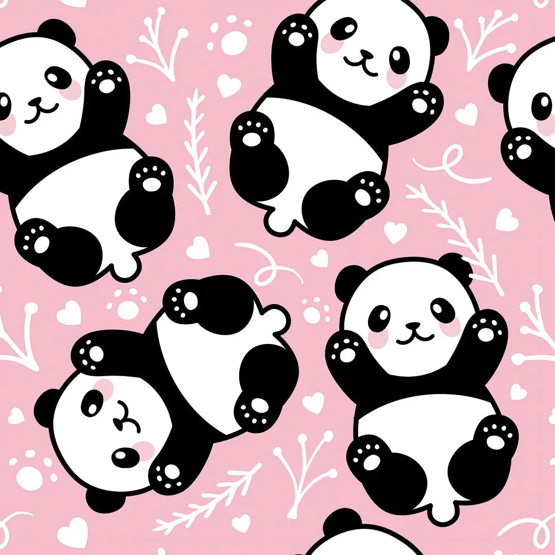 Tapete Kinderzimmer Panda Rosa Herzen