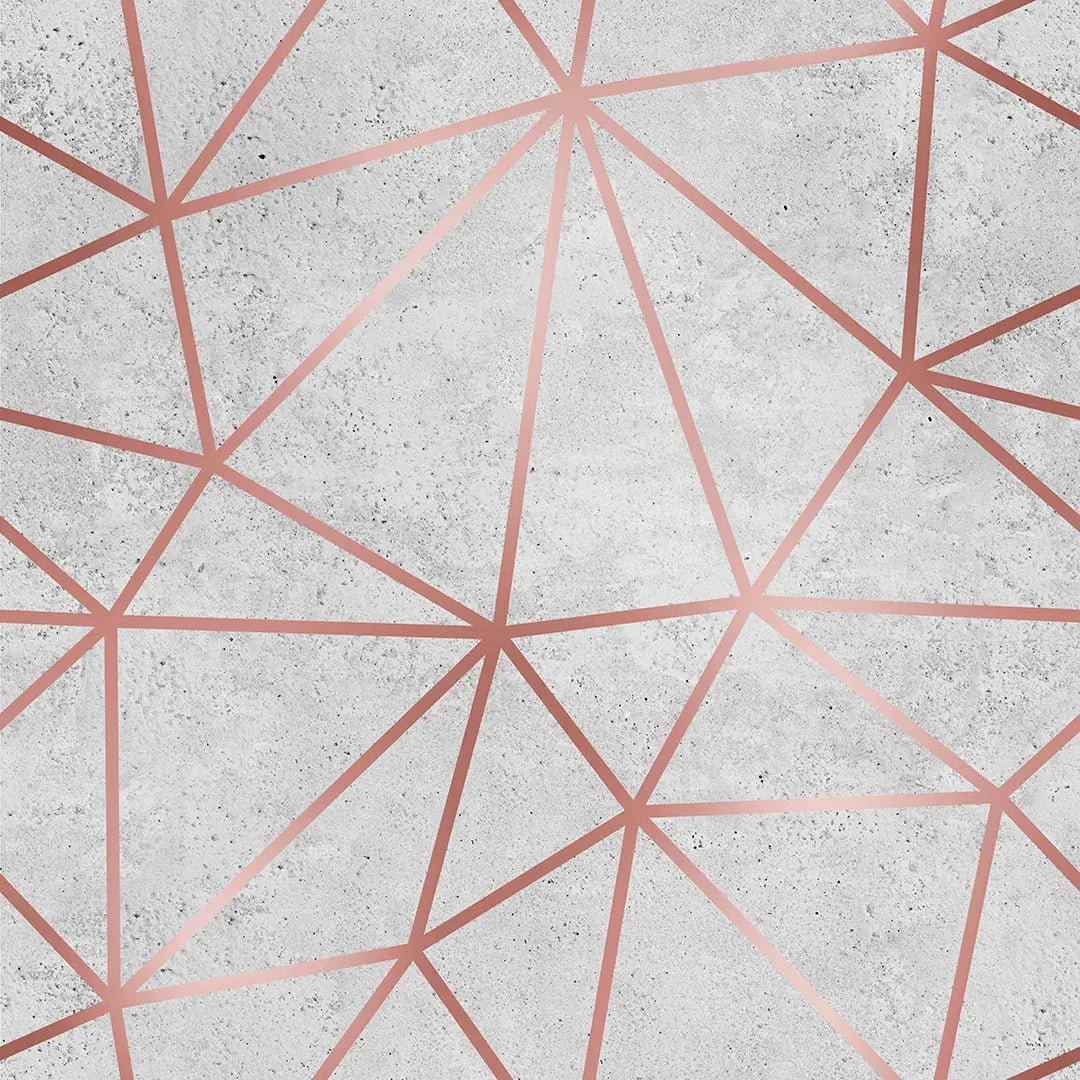 Zazz Concrete Dust Copper Lines – Geometrische Tapete Beton & Kupfer