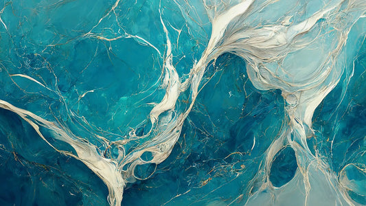 Fototapete Marmor Aqua Flow Nahansicht – Türkis, Teal, Cyan, Weiß, selbstklebend