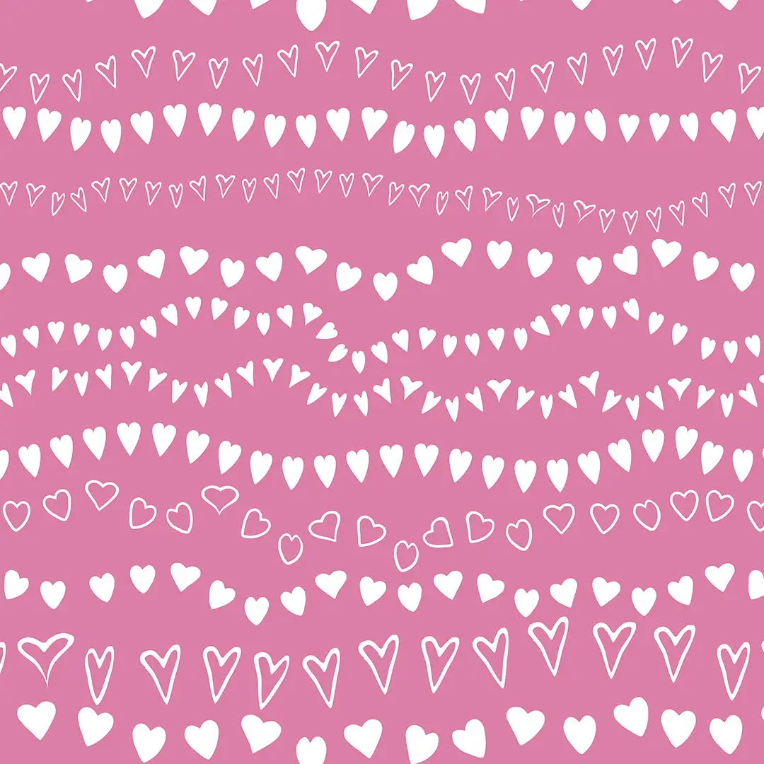 Wallpaper children's room heart garlands pink