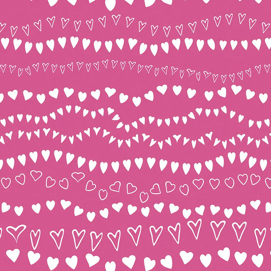 Tapete Kinderzimmer Herz-Girlanden Pink Detailansicht – Rosa, Pink, Weiss, selbstklebend