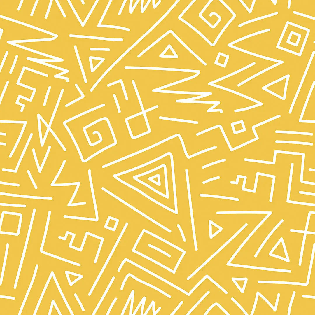 Tribal Geometric Wallpaper Kids' Room Yellow