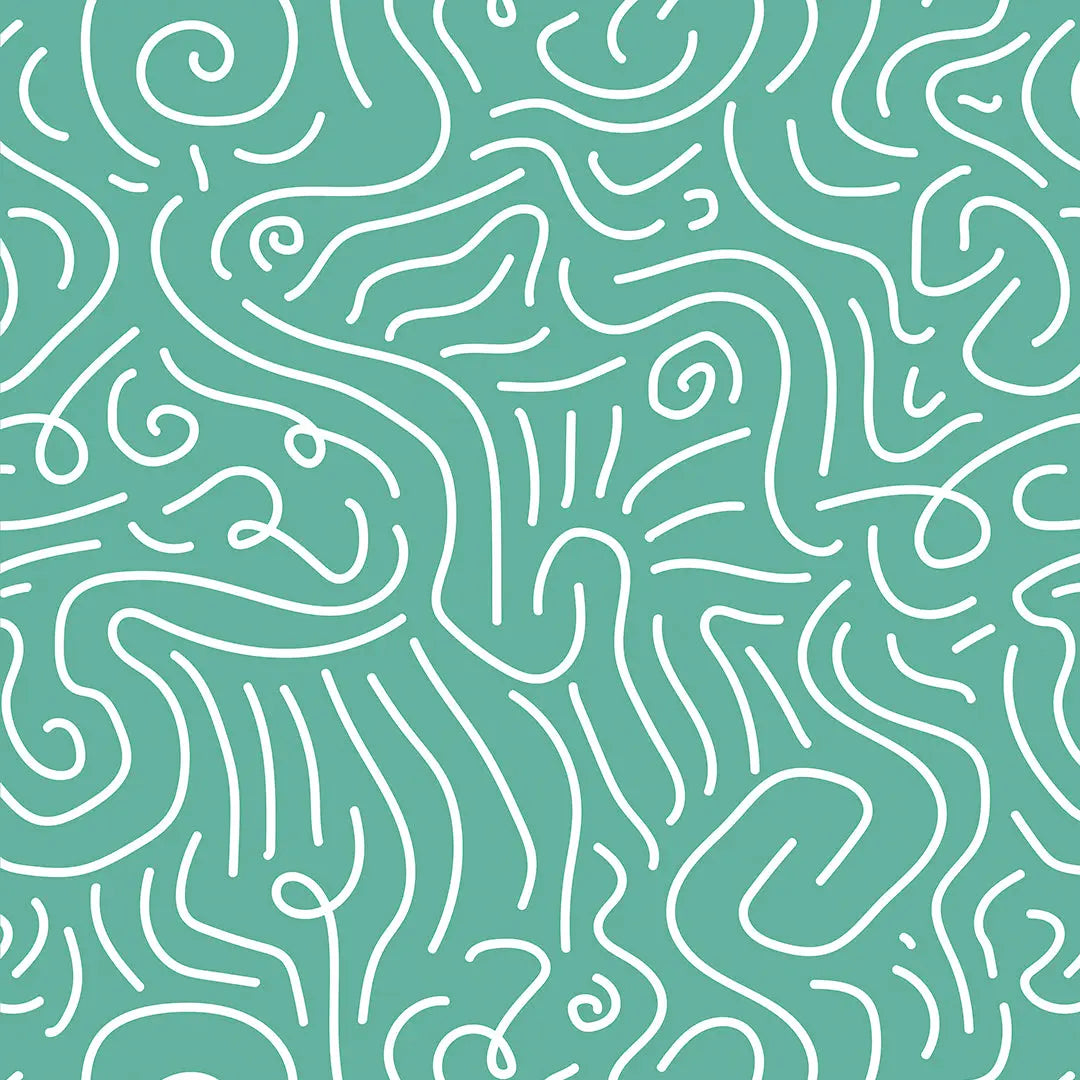Tapete Kinderzimmer Doodle Wellen Türkis