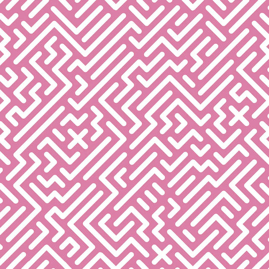 Tapete Kinderzimmer Feines Labyrinth Rosa Detailansicht – Kraeftiges Rosa, Weiss, selbstklebend