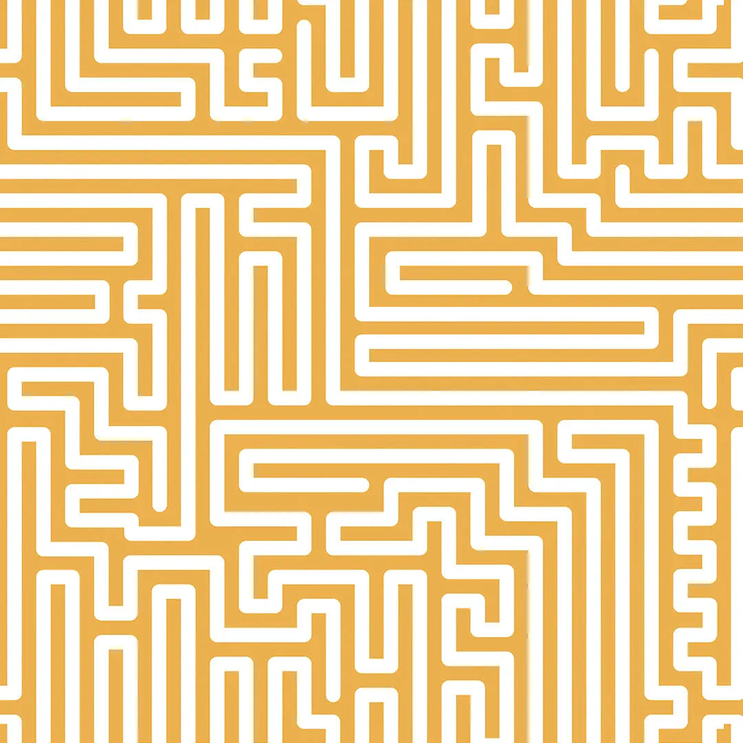 Wallpaper children's room labyrinth mustard yellow