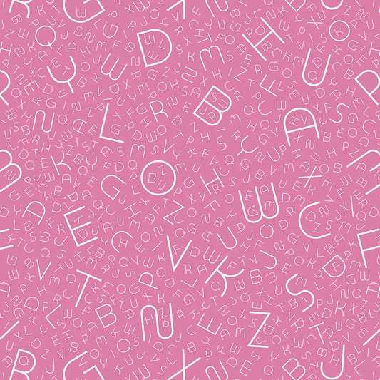 Tapete Kinderzimmer Alphabet Streu Pink Detailansicht – Kraeftiges Pink, Weiss, selbstklebend