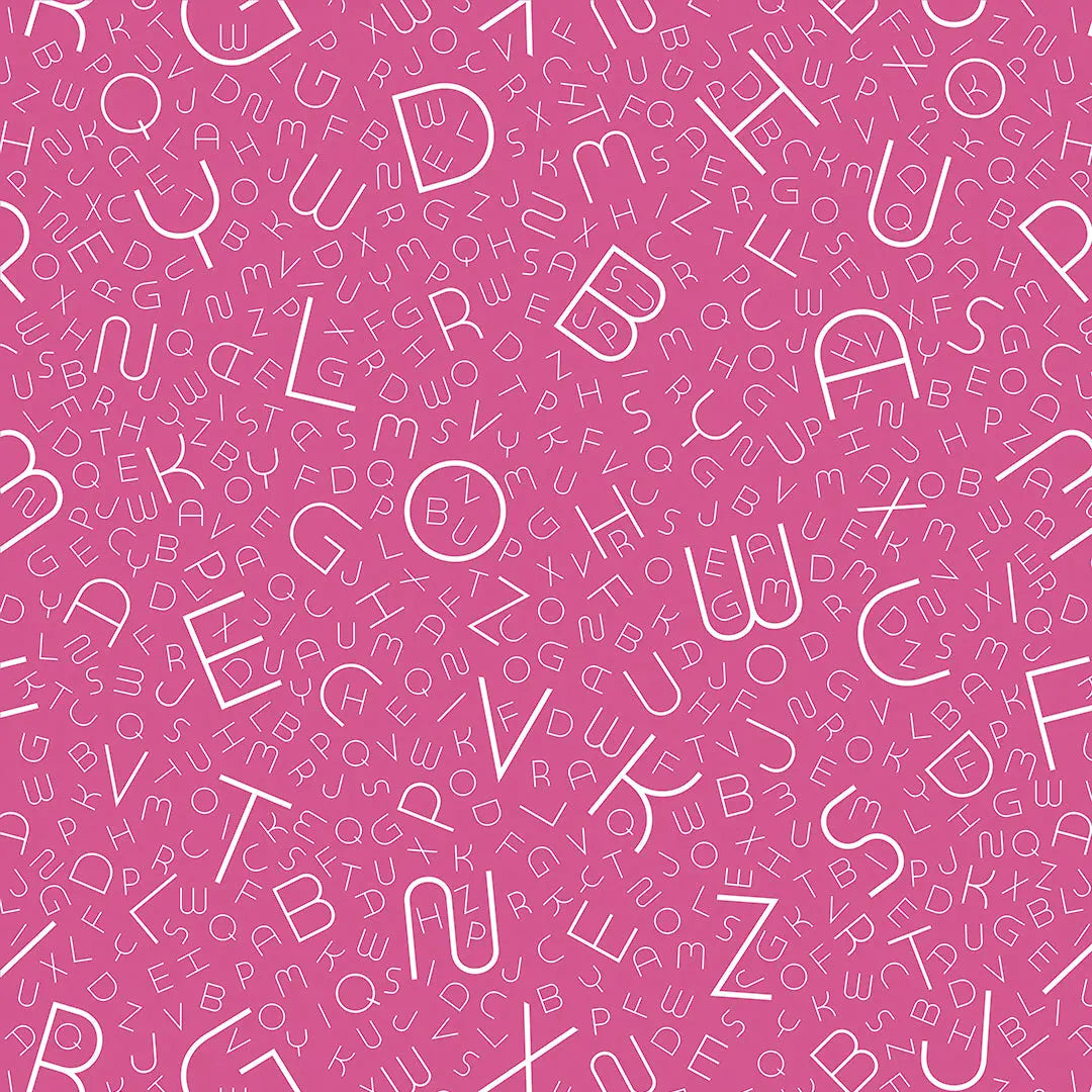 Tapete Kinderzimmer Alphabet Streu Pink