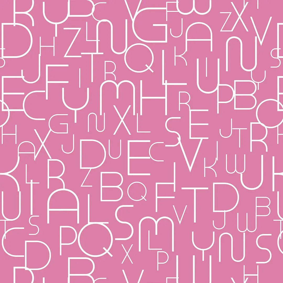 Tapete Kinderzimmer Alphabet Outline Rosa