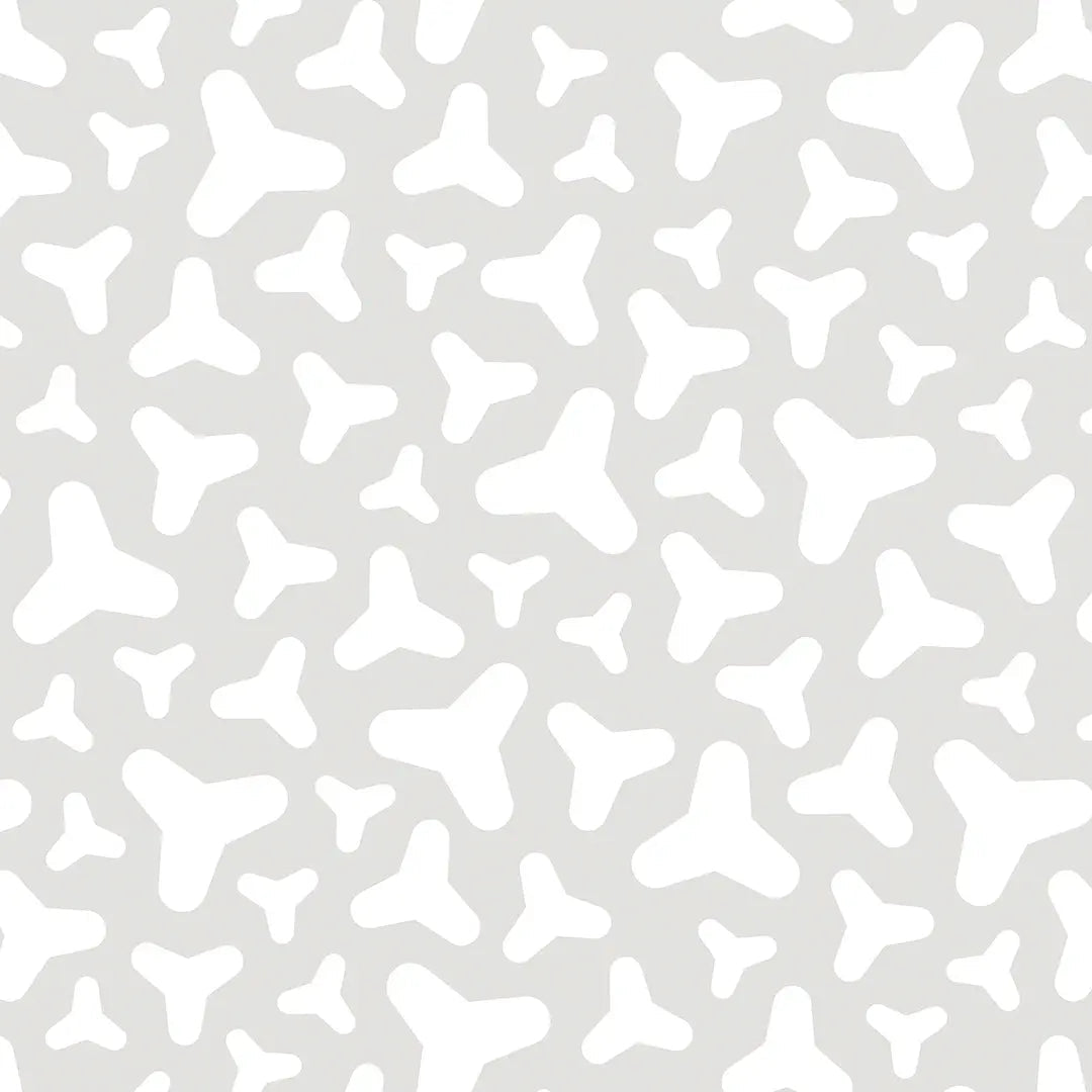 Wallpaper nursery three-leaf shapes grey
