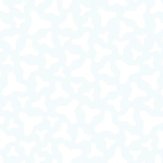 Tapete Kinderzimmer Dreiblatt Formen Grau Detailansicht – Warmgrau, Weiss, selbstklebend