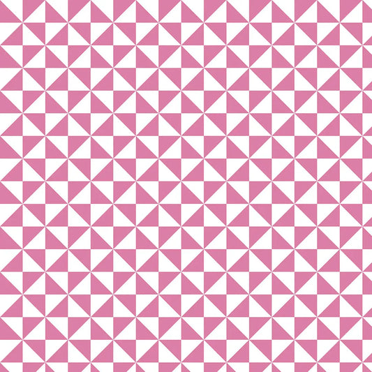 Tapete Kinderzimmer Windrad Geometrisch Detailansicht – Pink, Weiss, selbstklebend