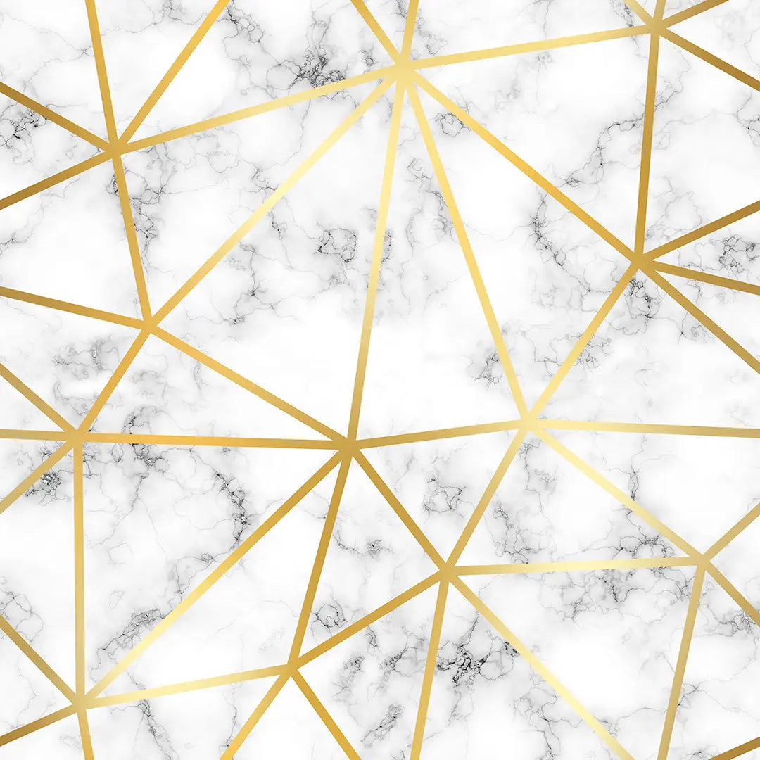 Zazz White Marble Bold Gold Lines – Geometric Wallpaper Marble & Gold