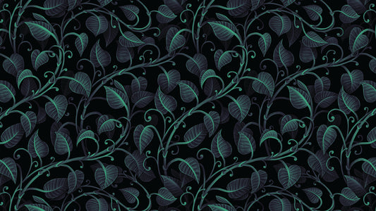 Botanische Tapete schwarz-grün » Filigranes Blattmuster für edle Räume Elegant & dunkel Jetzt entdecken bei Pimp my Wall