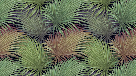 Blätter-Tapete Beige & Grün Detailansicht – Beige, Grün, selbstklebend