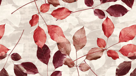 Herbstlaub-Tapete Rot & Gold – Elegant Detailansicht – Kupfer, Gold, Rot, selbstklebend