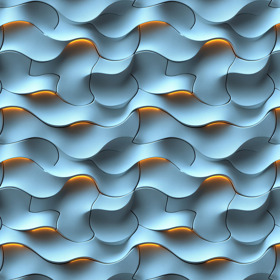 3D Tapete mit Wellenstruktur Blau-Gold-Effekt selbstklebende Tapete PVC-frei Lieferzeit 2-4 Werktage PCC FoliaConcept