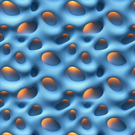 3D Tapete mit Lochstruktur Blau-Orange Highlights selbstklebende Tapete PVC-frei Lieferzeit 2-4 Werktage PCC FoliaConcept