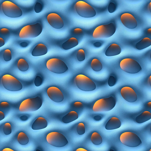 3D Tapete mit Lochstruktur Blau-Orange Highlights selbstklebende Tapete PVC-frei Lieferzeit 2-4 Werktage PCC FoliaConcept