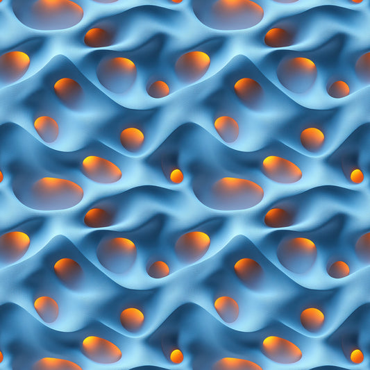 3D Tapete mit Welleneffekt Blau-orange 3D-Struktur mit Tiefe selbstklebende Tapete PVC-frei Lieferzeit 2-4 Werktage PCC FoliaConcept