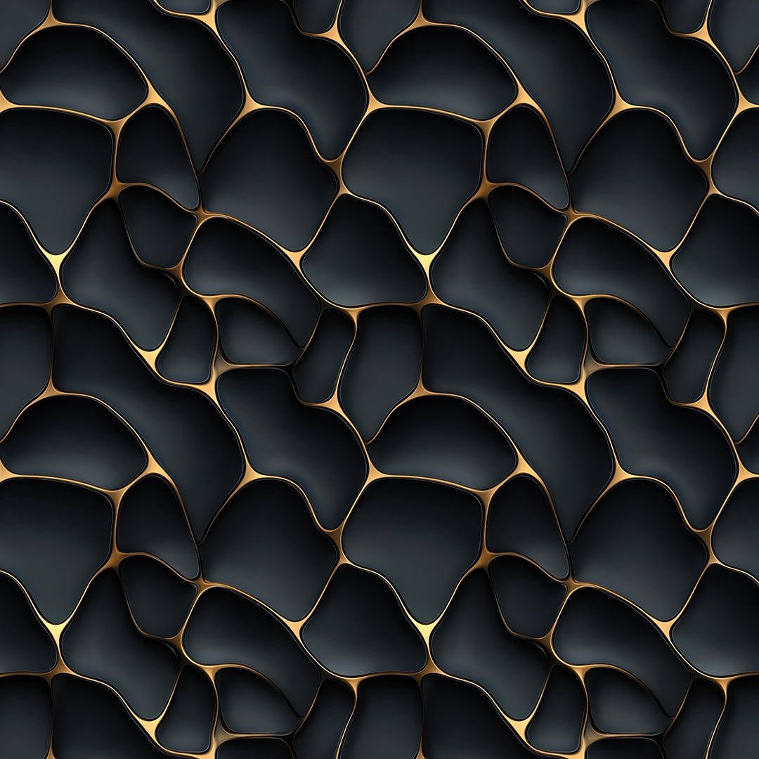 3D Tapete in Schwarz-Gold Luxuriöse Struktur mit Tiefenwirkung selbstklebende Tapete PVC-frei Lieferzeit 2-4 Werktage PCC FoliaConcept