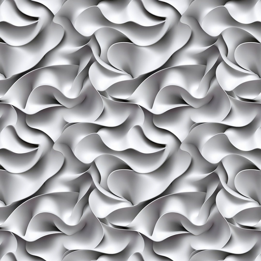 selbstklebende Tapete PVC-frei Lieferzeit 2-4 Werktage 3D Wanddesign in Silber Elegante Wellenoptik mit Tiefe