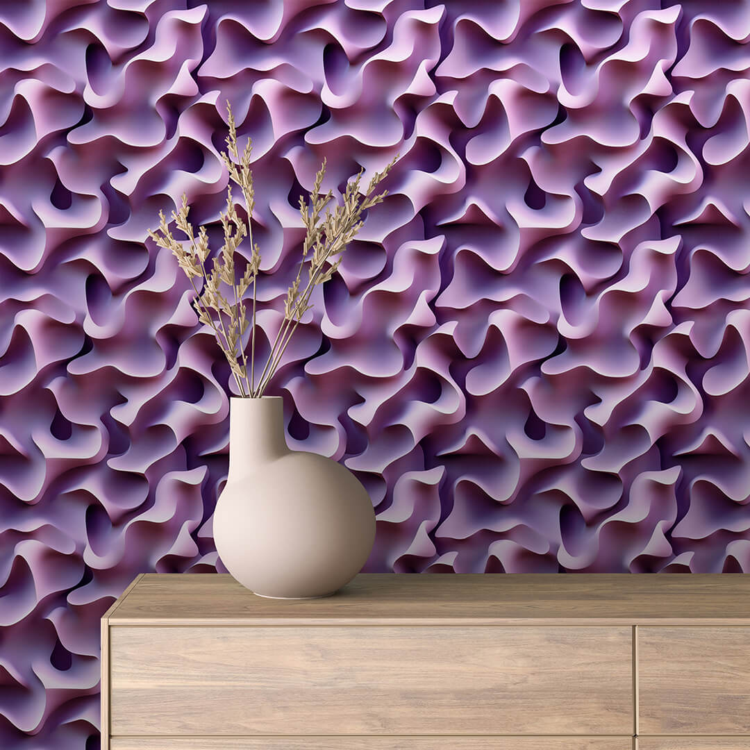 3D Tapete in Lila & Rosa Wellenstruktur mit plastischem Effekt selbstklebende Tapete PVC-frei Lieferzeit 2-4 Werktage PCC FoliaConcept