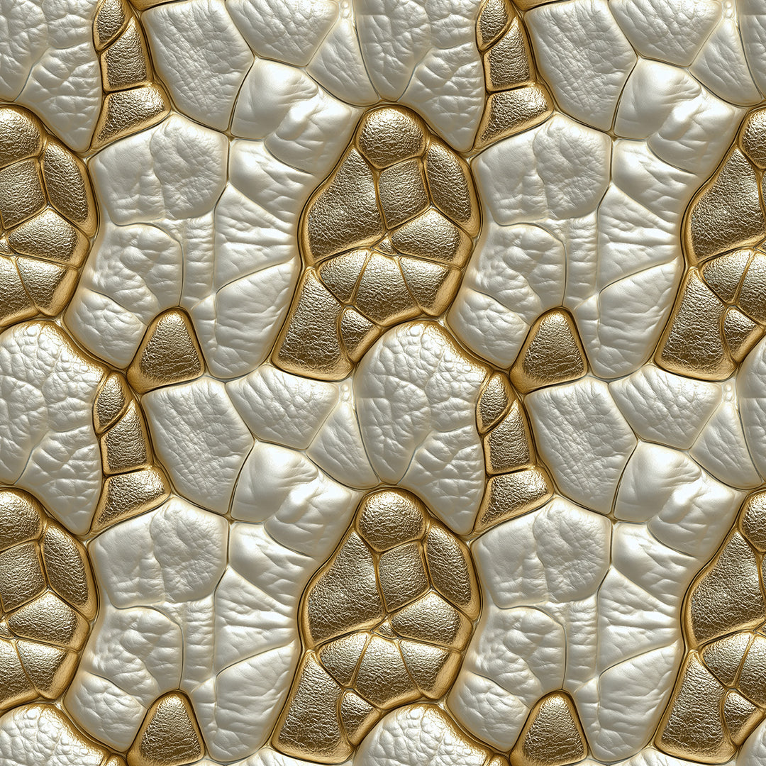 3D Tapete in Gold & Perlmutt Lederstruktur mit Zelloptik selbstklebende Tapete PVC-frei Lieferzeit 2-4 Werktage PCC FoliaConcept