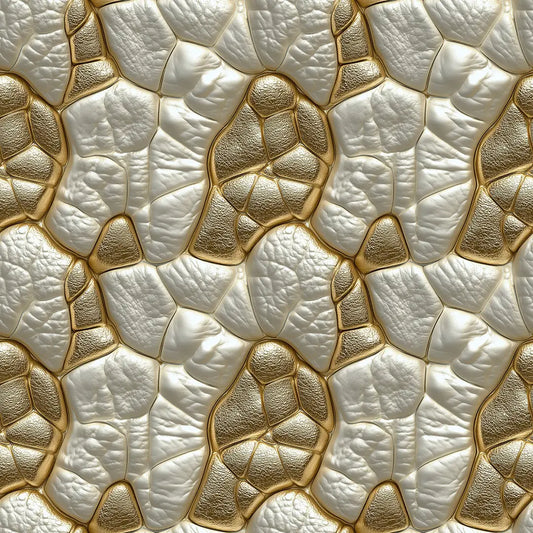 3D Tapete in Gold & Perlmutt Lederstruktur mit Zelloptik selbstklebende Tapete PVC-frei Lieferzeit 2-4 Werktage PCC FoliaConcept