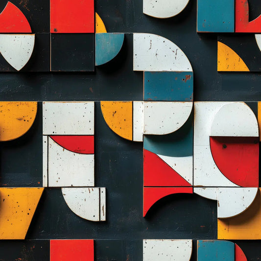 Moderne 3D Tapete im Bauhaus-Stil Geometrische Formen & starke Farben selbstklebende Tapete PVC-frei Lieferzeit 2-4 Werktage PCC FoliaConcept