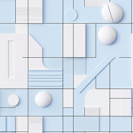 Skandinavische 3D-Tapete in Blau-Weiß Klare Geometrie & dezenter 3D-Effekt Selbstklebend & umweltfreundlich Jetzt entdecken bei PCC FoliaConcept!